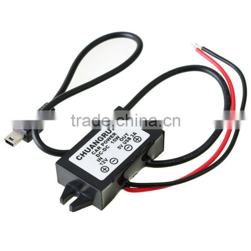 Waterproof DC Converter 12V to 5V 3A 15W Power Supply with mini usb connector