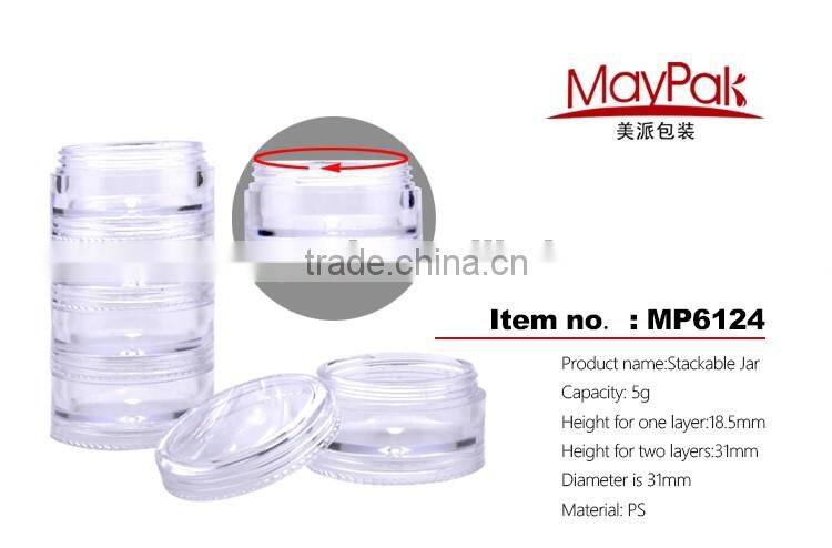 Plastic clear cream jar/5g cosmetic cream jar
