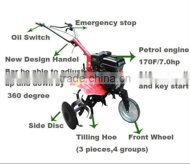 belt driving gasoline tiller mini tractor with 4HP engine