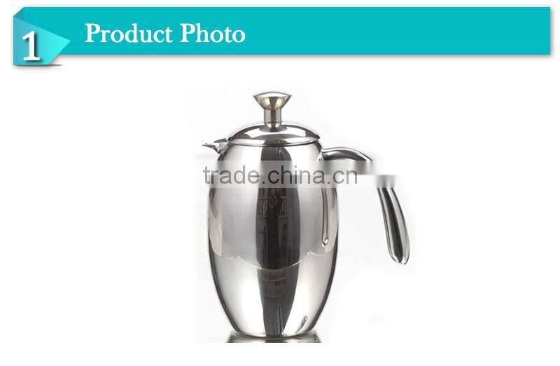 2014Europe double wall stainless steel hand press coffee jug