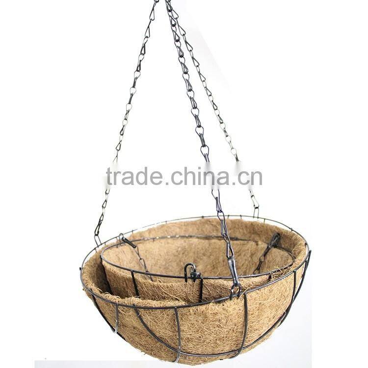 S&D New Design Garden Decoration Wire Hanging Basket flower pot With Coco Liner