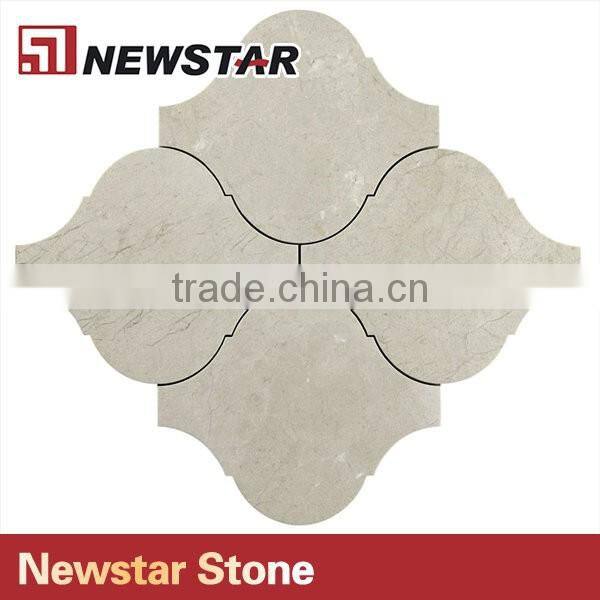 Newstar Crema Beige Arabesque Marble Lantern Brown Stone Tile Backsplash