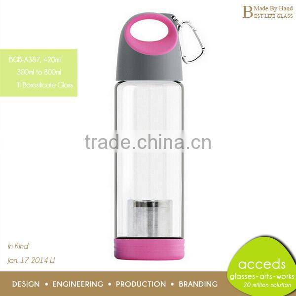Funky Handmade Ti-Borosilicate Glass Heat-Resistant Tea Filter Bottle