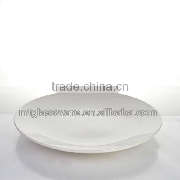 White round tempered mirror porcelain restaurant dinner plated,glass plates