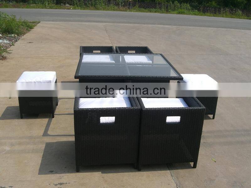 rattan table and stool