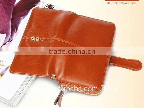 Women leather wallet/zipper ticket wallet/long purse