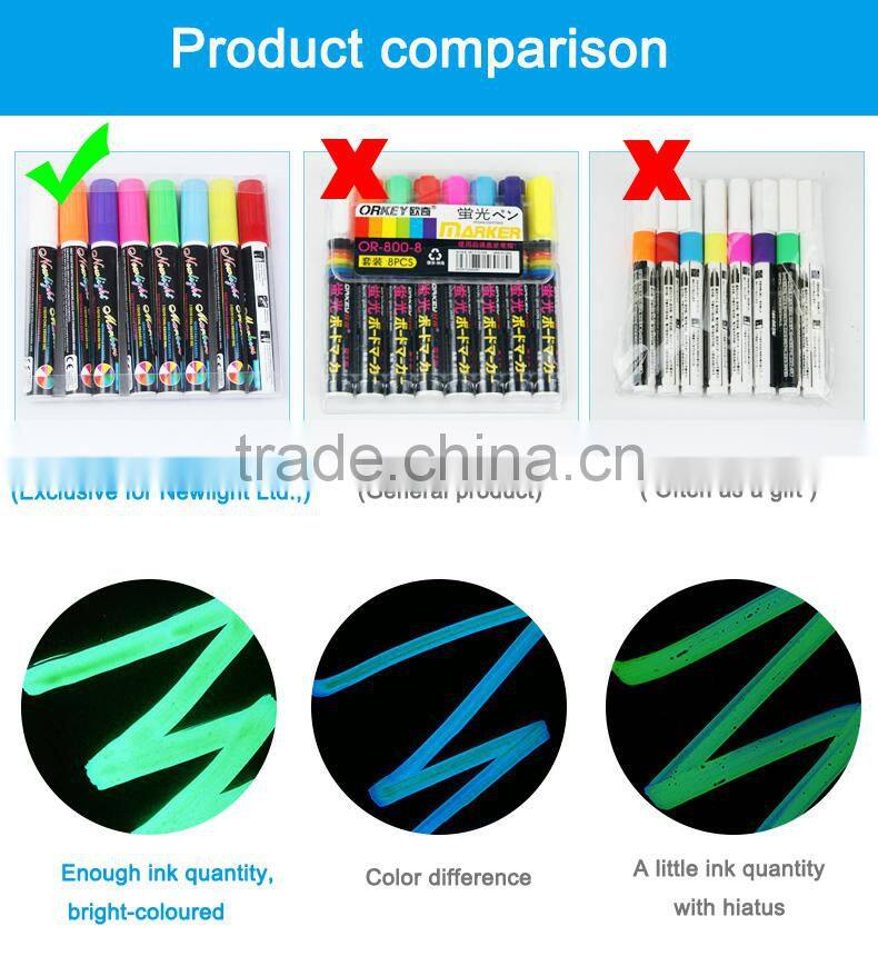 Colorful and smooth nib fluorescent marker pen / erasable marker pen for LED writing board