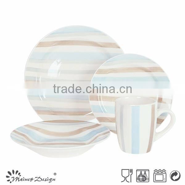 Ceramic stoneware hand painting color circle dinnerware set