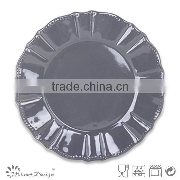 embossed solid color ceramic salad plate