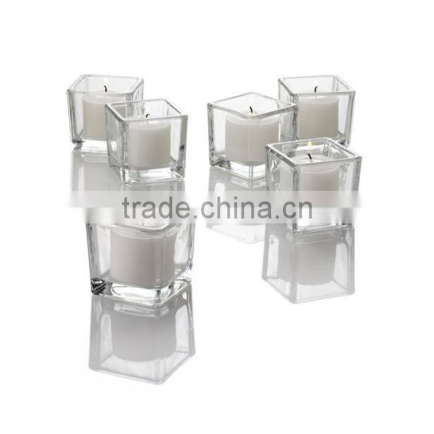Square Glass Votive Candle Holders Clear Candleholder For Decoration