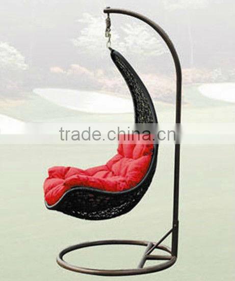 Garden Iron Metal Swing Bed With Red Seat Cushion AK1428