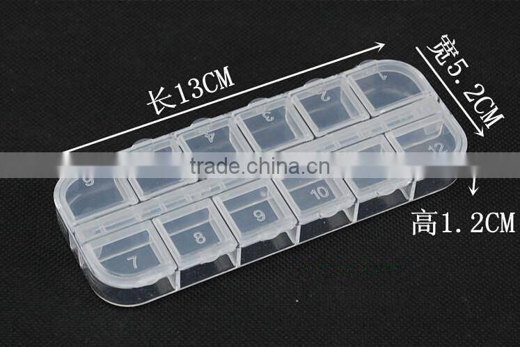 12 Compartment Transparent Cosmetic PS Plastic DIY Nail Art Kits Makeup Small Storage Box