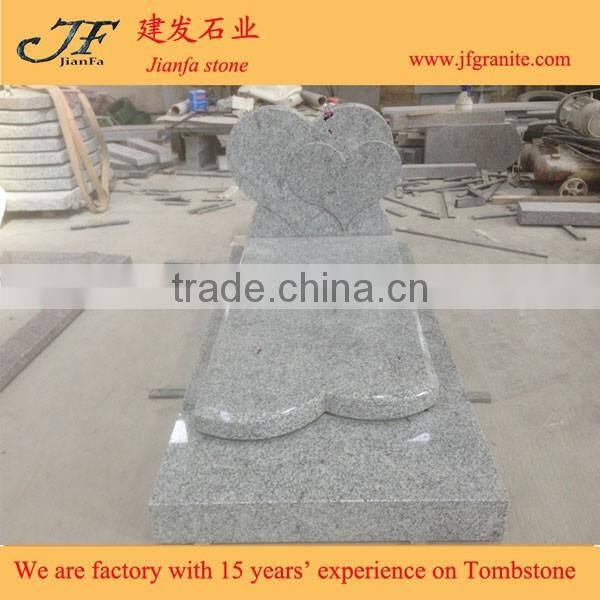 Exquisite Grey Double Heart Granite Headstone Designs