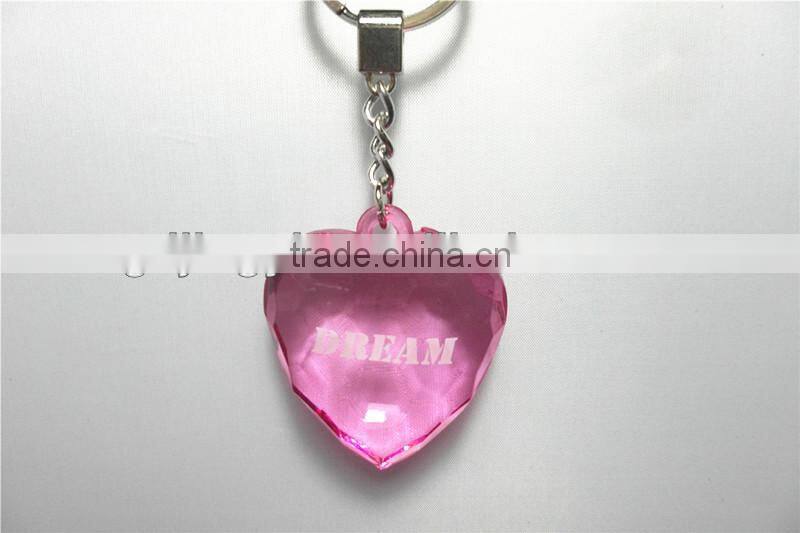 2017 New style acrylic hanging decoration heart shape diamond key ring