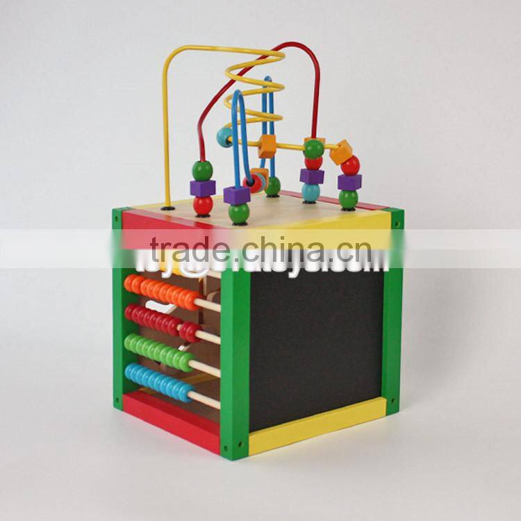 Best educational bead maze toys mini wooden kids activity cube W11B142