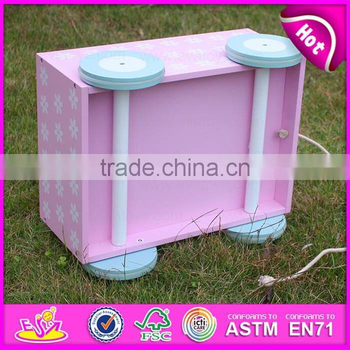 2017 new products girls pink wooden storage bins W08C175
