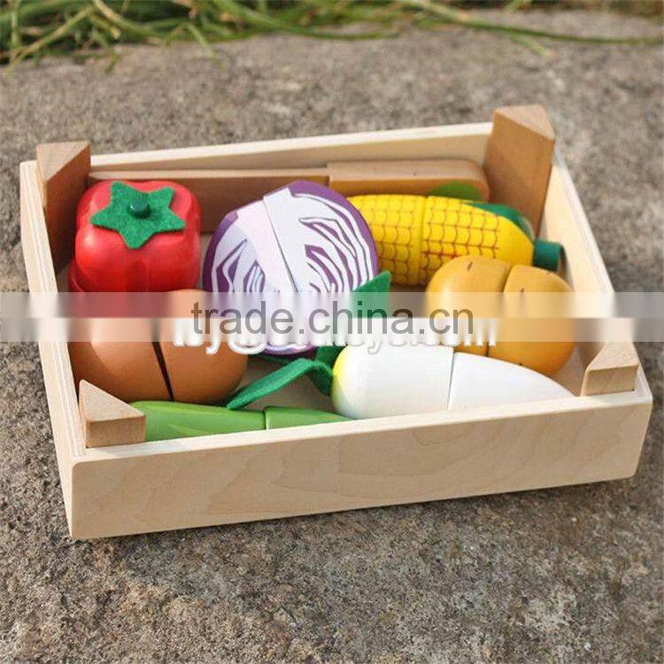 Pretend play kitchen toys wooden toy cutting fruit for kids W10B183