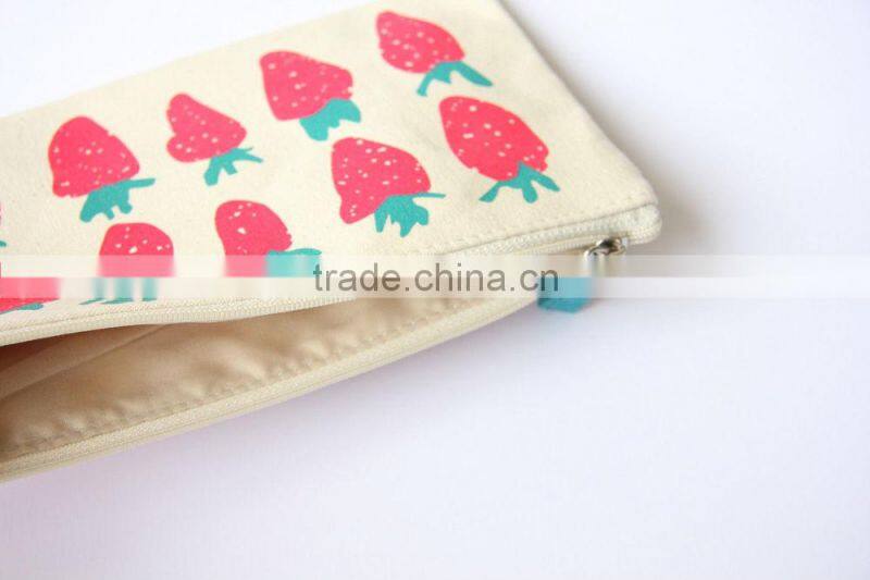 Strawberry Print Ladies Toiletry Handbag Cosmetic Cotton Case Bag Organiser Bag