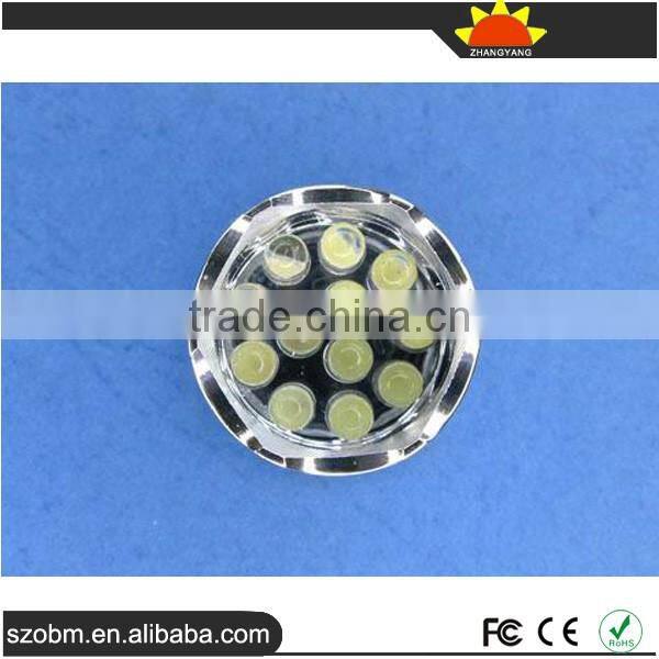 12 led flashlight torch with compass,3xAAA battery aluminum alloy led flashlight