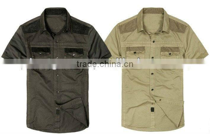 Men's spring & summer 100% cotton breathable short-sleeved tactical shirts