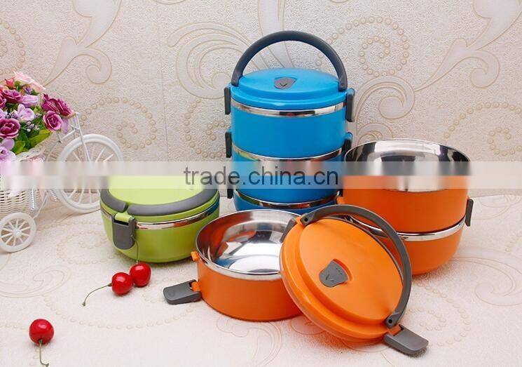 High quality cheap stainless steel 3 compartment food container set storage