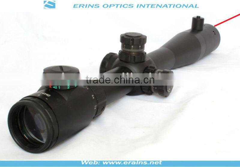 Tactical M14 4-14X40+R rifle scope red green Mil-Dot Reticle with front inside red laser sight attached