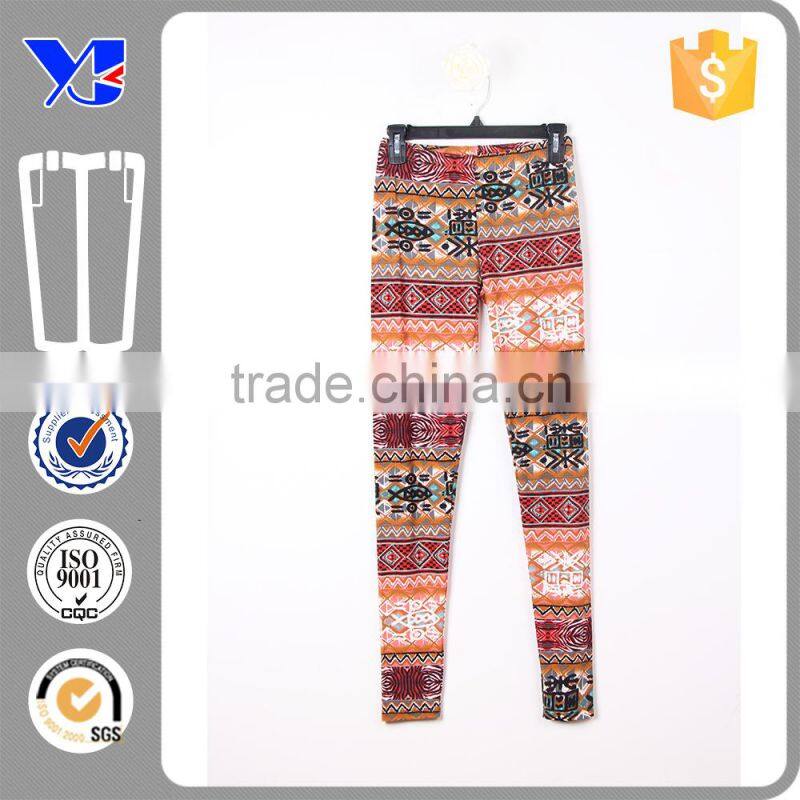 Elastic waist high spandex pants ladys tight lined finish leggings