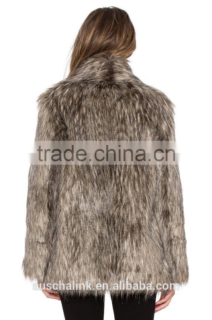 hot sale women cheap fashion pattern faux fur coats made in china