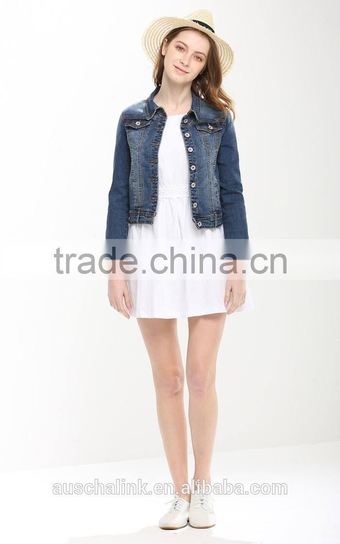 oem service korean style loose fancy short style denim jacket wholesale