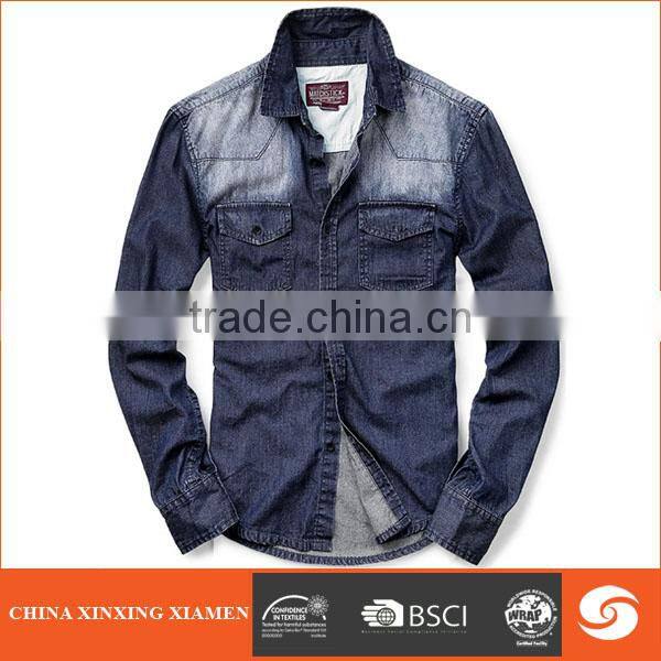 Hot sale Spring Fashion Long Sleeves Jean Latest Shirt Designs for men