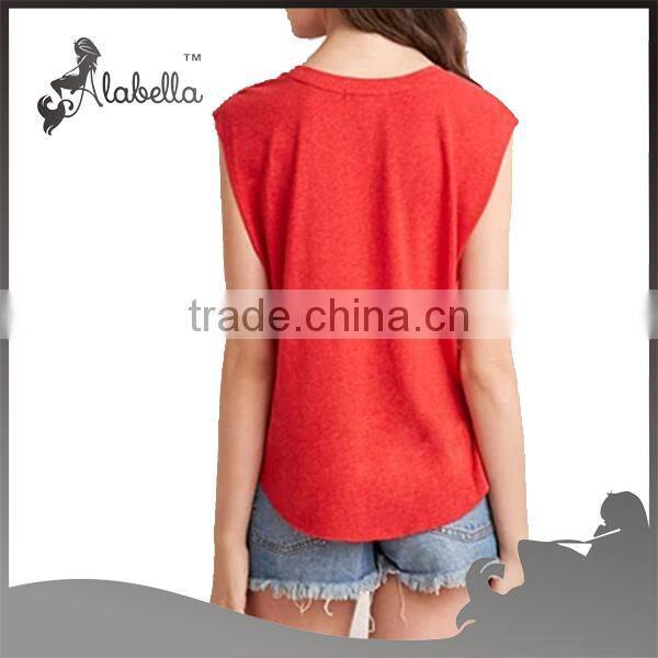 Sleeveless t shirt polyester tshirts muscle tee for women
