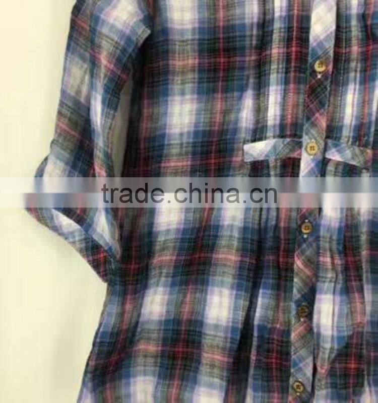 Ladies stocklots latest designs cotton check shirt