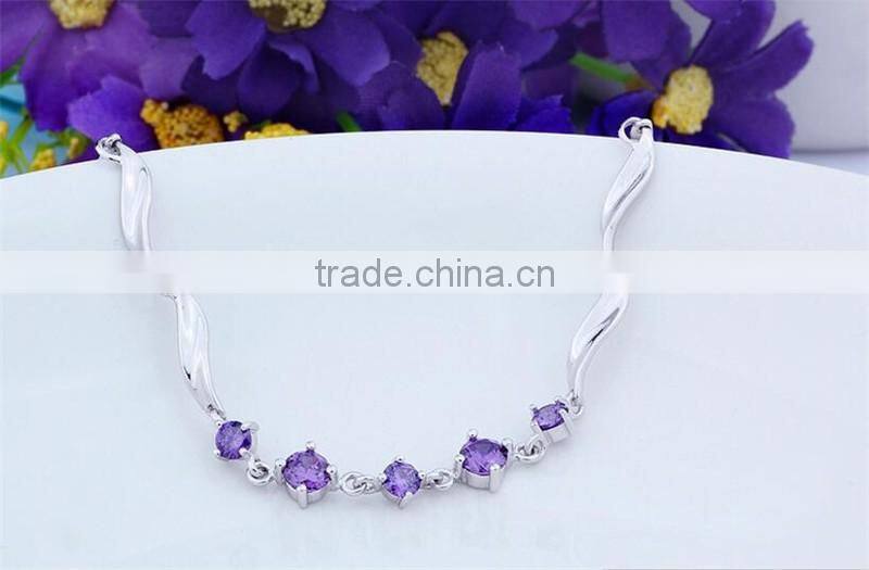925 Sterling Silver Charms Fashion Design Zircon Twisted Bracelet