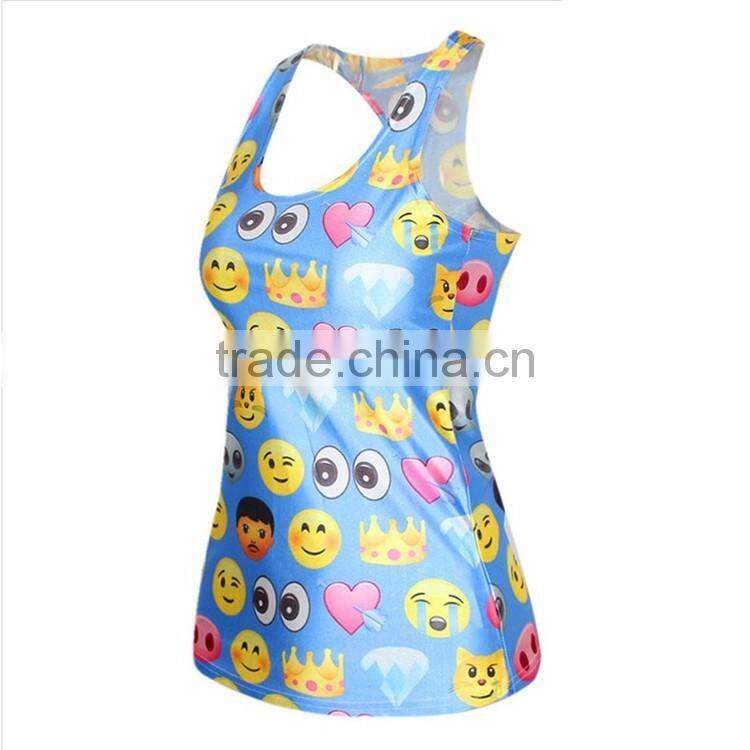 2016 New arrival 100%polyester tops Custom women fitness tank tops sport running singlet