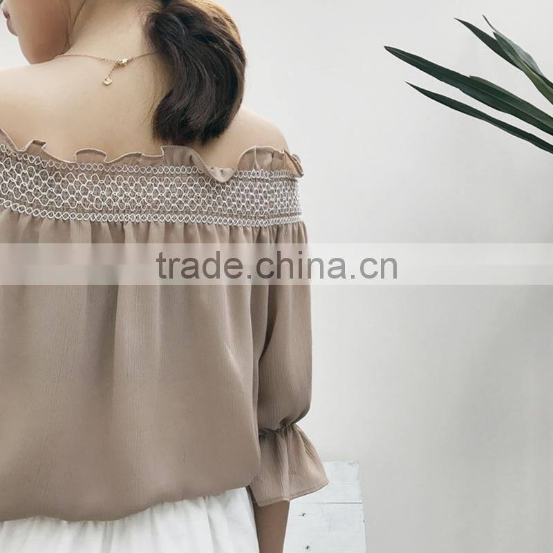 MAXNEGIO latest chiffon strapless flare sleeve blouse top