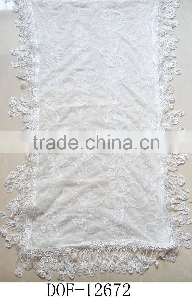 Fashion lady butterfly new cotton white lace scarf