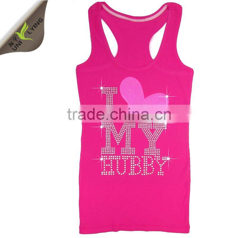 custom design Women Fashion Crystal Tank top