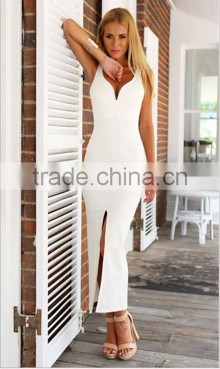 new arrival bodycon ladies white dress Evening gown