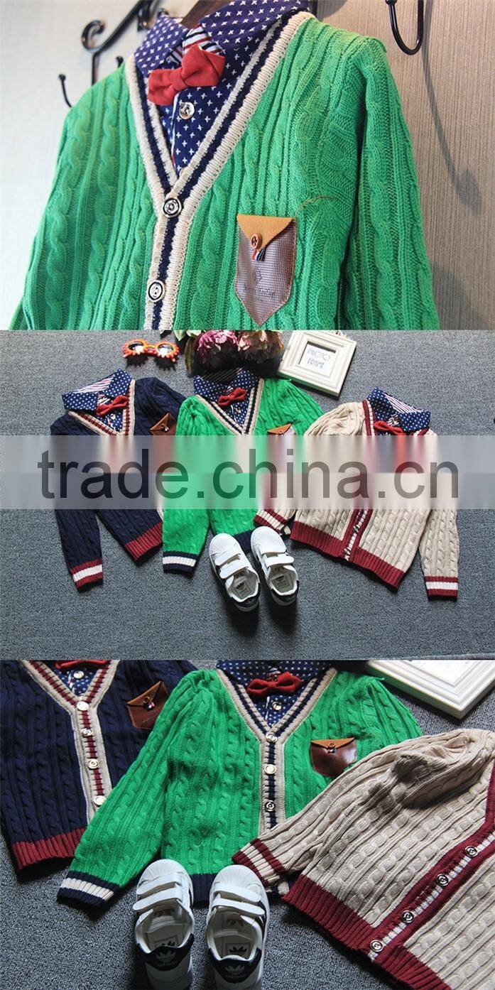 Latest design children sports cardigan 100% cotton boys sweater jacket coats