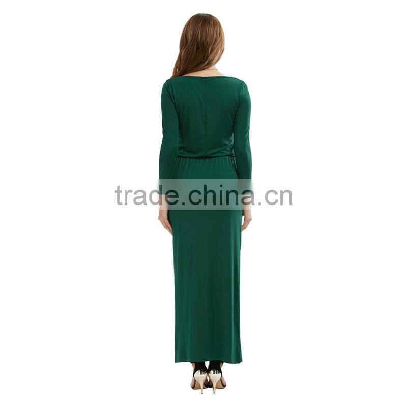 Vintage Vestidos Dresses Women Lady Full Sleeve Solid Maxi Dresses Long