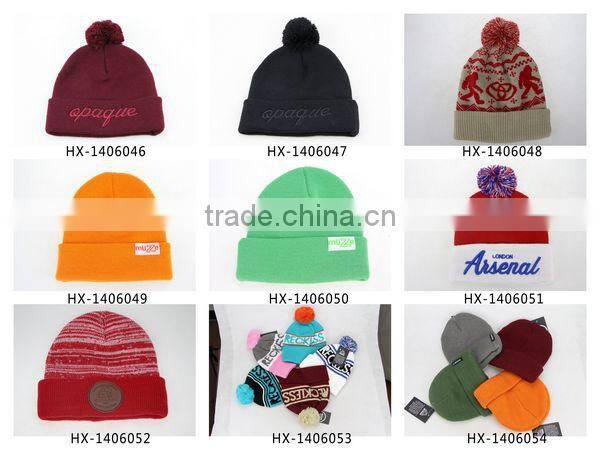 Mix color yarn wholesale slough grey knitted beanie hat