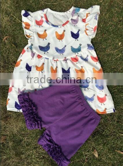 Children sets girls ruffle outfit top and capri back to school clothing set korean kids clothes wholesale