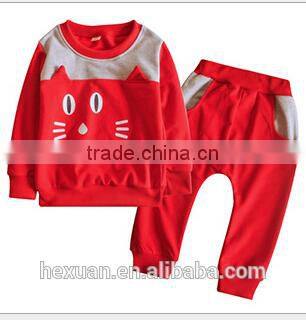 In stock 2014 autumn new long sleeve baby boys clothes fashion velvet children clothing girl 2 pcs sets