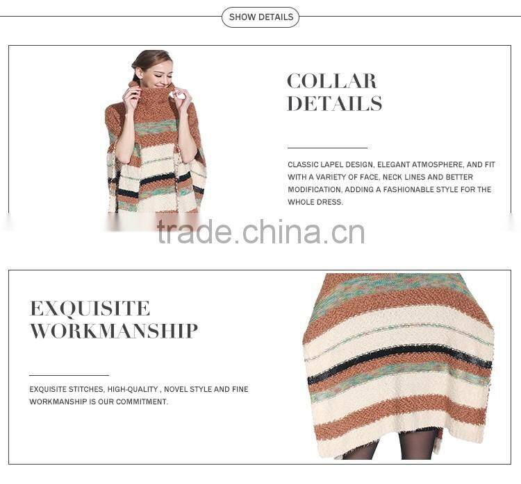 2016 New Style turtleneck poncho sweater 100% cashmere poncho for women