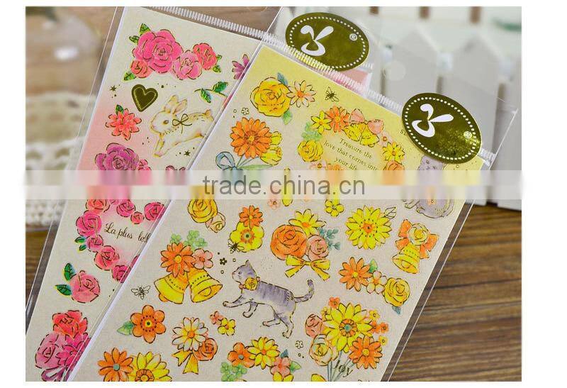custom carton paper sticker gold stamp sticker for decoration DIY sticker