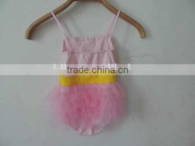 Hot children girls fashion clothing ruffle cherven romper summer vacation wholesale 2016 kids party clothes