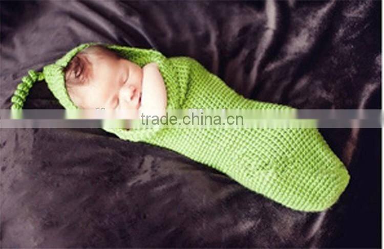 Photography prop Crochet baby swaddle cocoon baby sleeping bag knitted baby hat photo prop