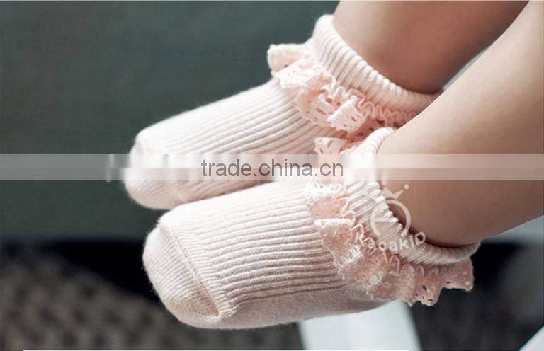 baby sweet lace cotton socks, silicone print baby sock