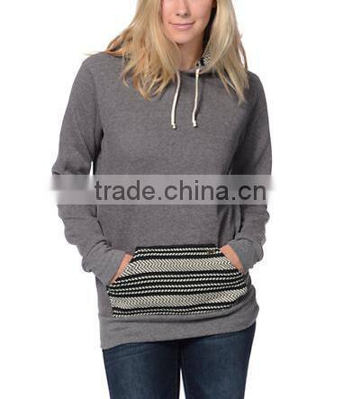 2014 Fashion Style Krochet Kids Grey Crochet Pocket Pullover Hoodie