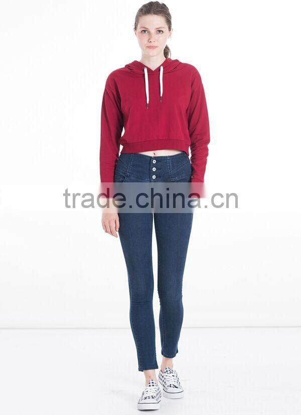 Women Cropped Top Hoodie High Quality Pullover Black Hoodie Sweatshirt